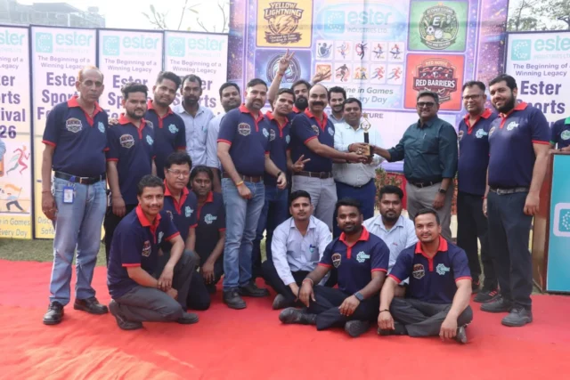 The Ester Sports Tournament concluded on a high note, with great enthusiasm, teamwork, and sportsmanship displayed throughout the event. 

The competition brought employees together, strengthening the spirit of unity and participation across the organisation.

Final Results:

Champion – Red House (13 points)
Runner-Up – Green House & Yellow House (10 points each)

Congratulations to all participants and the organising team for making the tournament a memorable success.

#TeamEster #SportsTournament #TeamSpirit #EmployeeEngagement #EsterIndustries