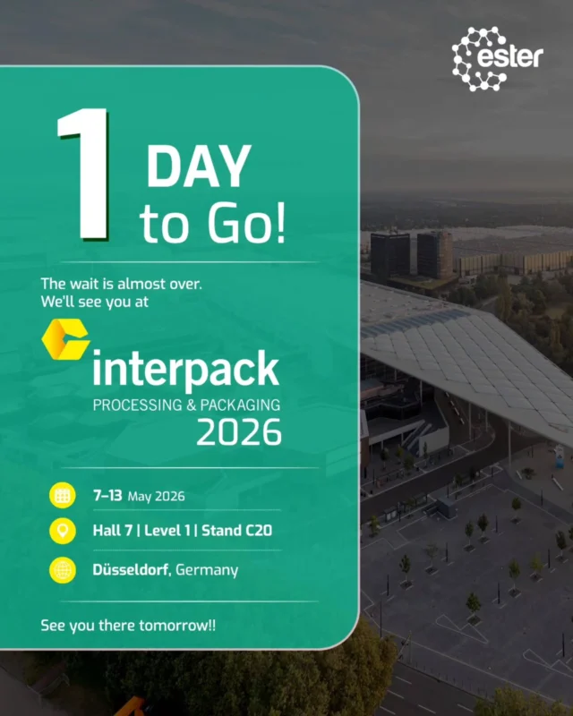 Tomorrow's the big day! 1 day to go until Interpack 2026 kicks off. 

Come visit us at Hall 7 | Level 1 | Stand C20 to explore our latest innovations and connect with our team. The future of packaging starts here! 

#Interpack2026 #Countdown #PackagingInnovation #EsterIndustries