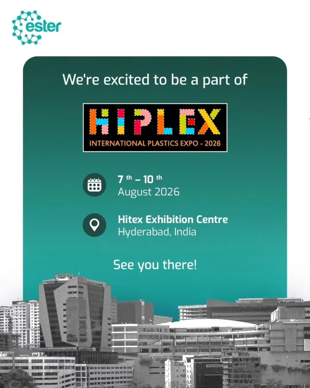 We're excited to announce that Ester Industries will be exhibiting at HIPLEX 2026! 🎉

Join us at HITEX Exhibition Centre, Hyderabad, from 7–10 August to explore our latest innovations in Specialty Polymers, sustainable Polyester Films, and advanced packaging solutions.

We look forward to connecting with customers, partners, and industry professionals and showcasing how Ester is driving innovation for a more sustainable future.

See you at HIPLEX 2026!

#HIPLEX2026 #EsterIndustries #SpecialtyPolymers #PolyesterFilms #PackagingInnovation