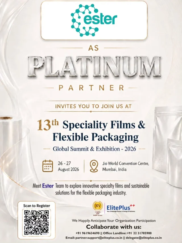 We’re pleased to be a Platinum Partner at the 13th Specialty Films & Flexible Packaging Global Summit & Exhibition 2026.

Join us on 26–27 August at the Jio World Convention Centre, Mumbai, as industry leaders come together to discuss the latest developments and opportunities shaping specialty films and flexible packaging.

We look forward to connecting and being part of the conversation.

#SpecialtyFilms #FlexiblePackaging #PackagingInnovation #EsterIndustries